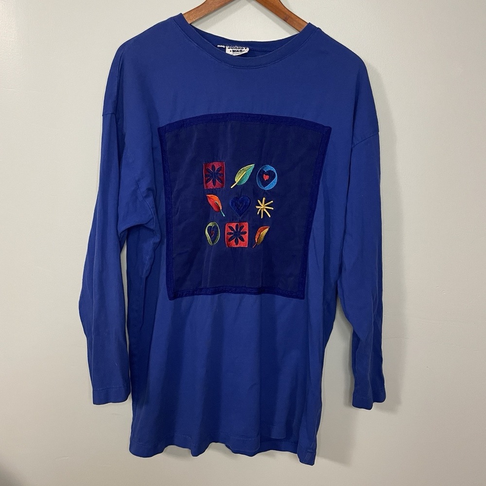 Vintage 90s Johnny Was Embroidered T Shirt L USA Boho Art Tee